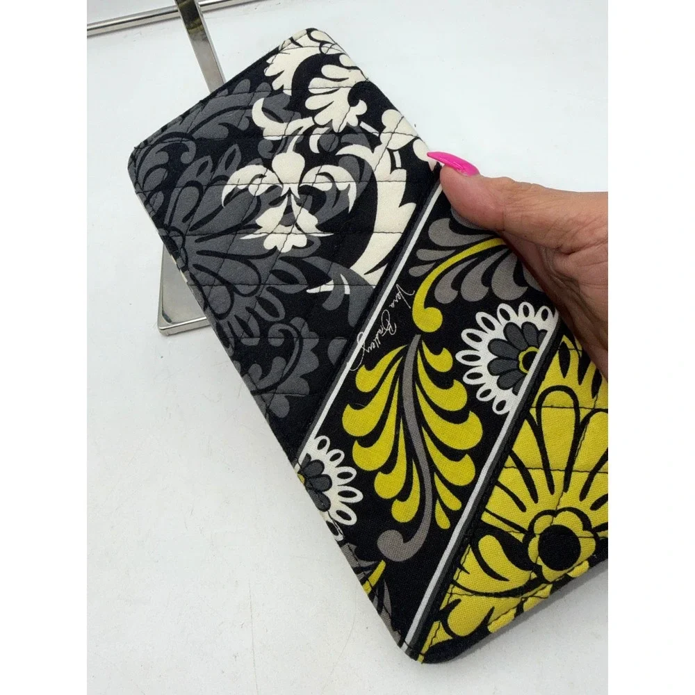 Vera Bradley Baroque Travel Organizer Wallet Black Yellow Floral Retired